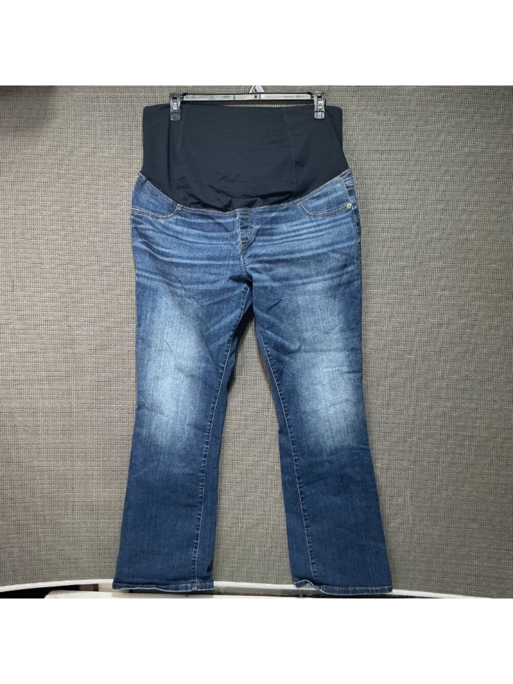 Isabel Maternity 16/33R Blue Bootcut Skinny Jeans Stretch Denim Over-Belly Panel